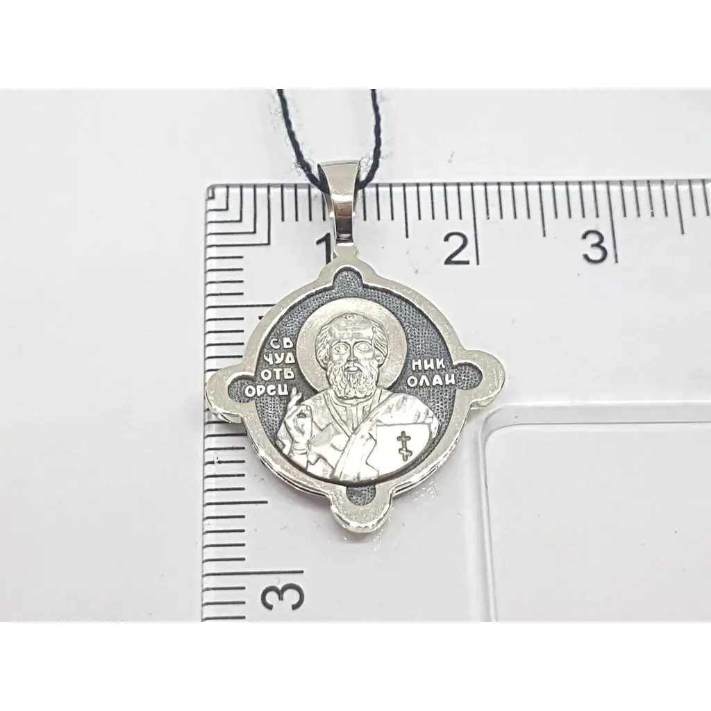 Золота підвіска Харківська ювелірна фабрика-ікона. Св. Чудотворець Миколай. 11566-ЧБЕЛ - фото 4