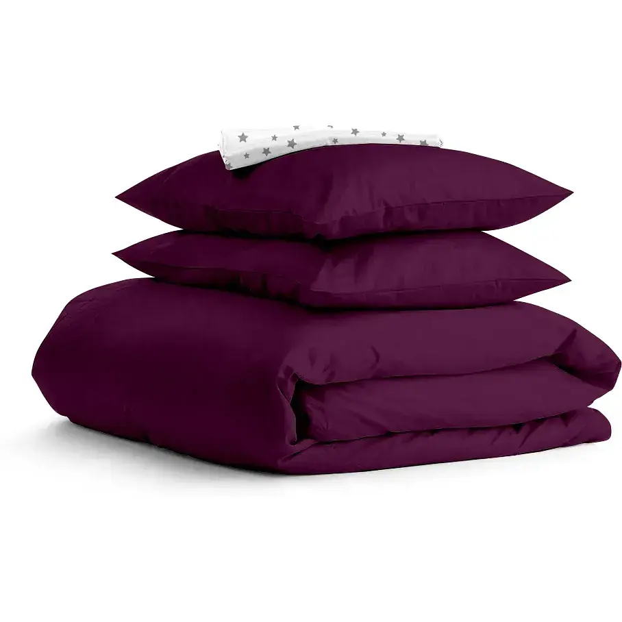 Комплект постільної білизни Cosas сімейний PLUM CS4 2 x 160 x 220 см (Ranfors77_CherryDark_StarGrey_160x2)