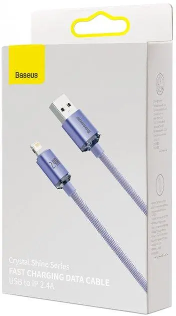 Кабель Baseus Crystal Shine Series Fast Charging Cable USB to Lightning 2.4A 1.2m CAJY000005 Purple - фото 2