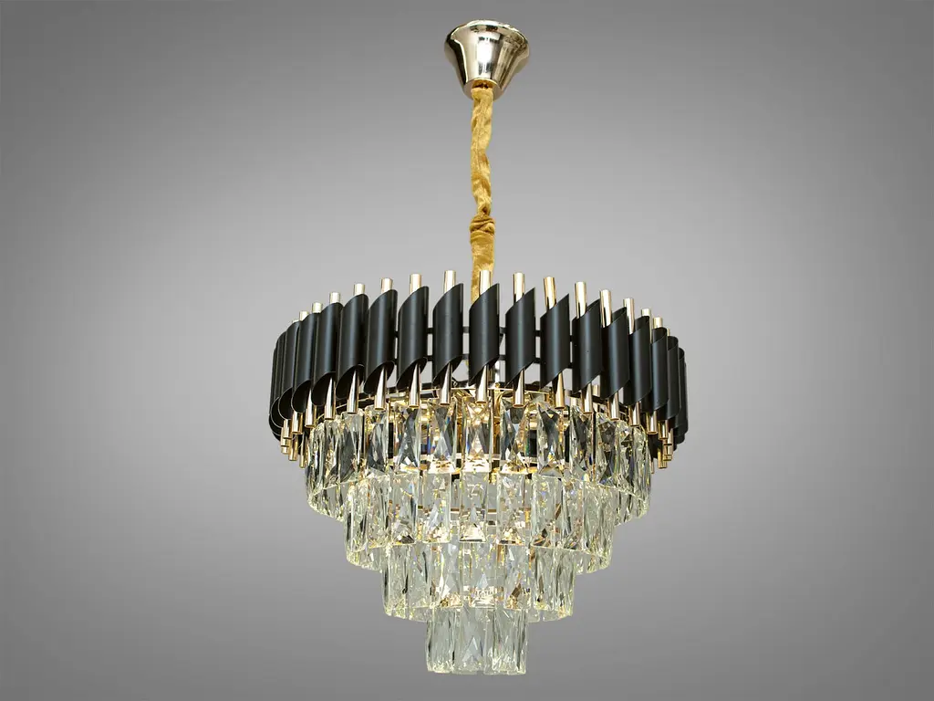 Кришталева люстра у стилі модерн Diasha 201202/500BK+S-gold - фото 3