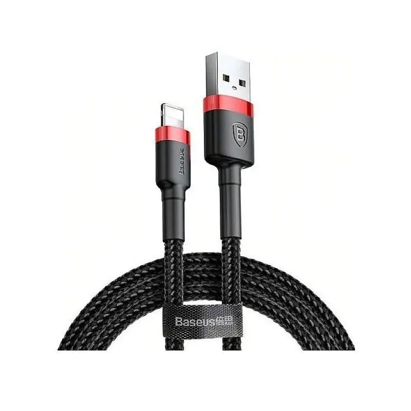 Кабель Baseus Cafule Lightning 2m/2,4A (CALKLF-CG1) Black-Grey - фото 3