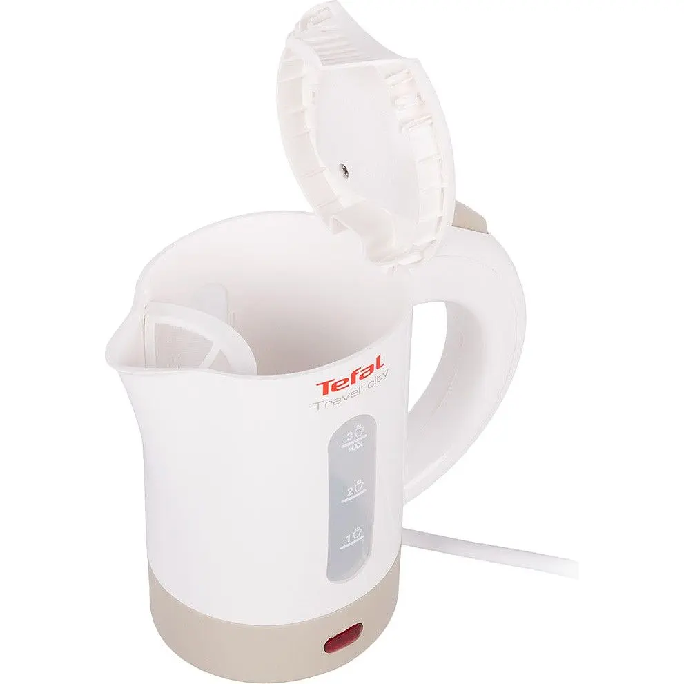 Электрочайник Tefal Travel-o-city Strix 0.5 л пластик в комплекте 2 стакана + 2 ложки бело-бежевый (KO120130) - фото 4