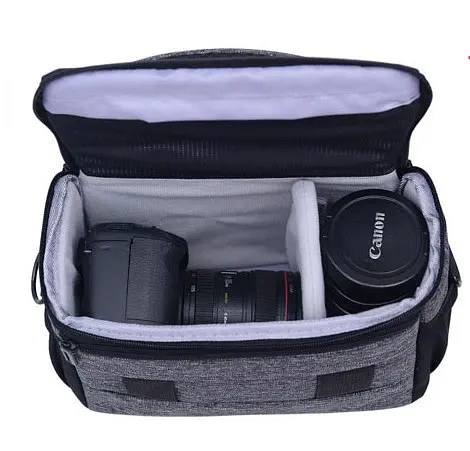 Сумка до фотоапарата Canon EOS + дощовик Сірий із чорним (IBF057SB) - фото 4