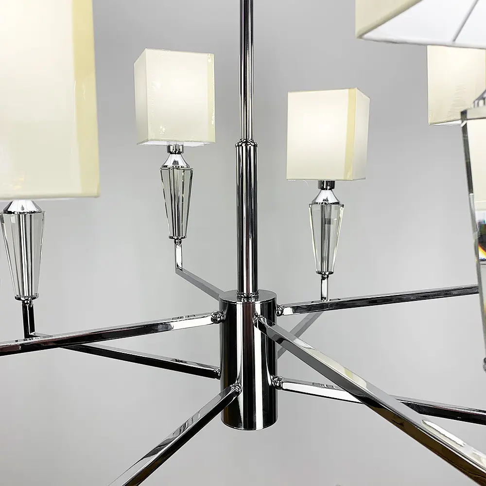 Классическая хромовая люстра с квадратными абажурами Line.F AT 30/8 - фото 4