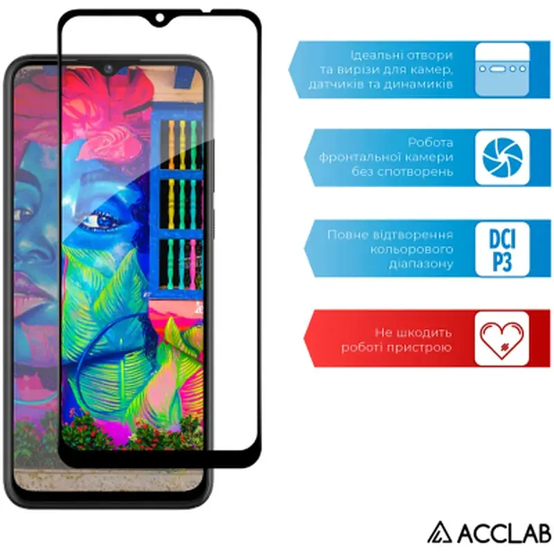 Скло захисне ACCLAB Full Glue ZTE Blade A53 Black (1283126583278) - фото 5