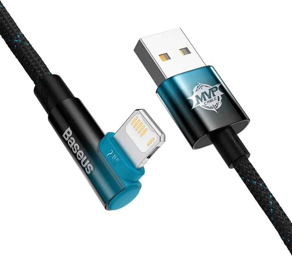 Кабель Baseus MVP 2 USB - Lightning (M/M), 2.4A, 1 м Black/Blue (CAVP000021) - фото 3
