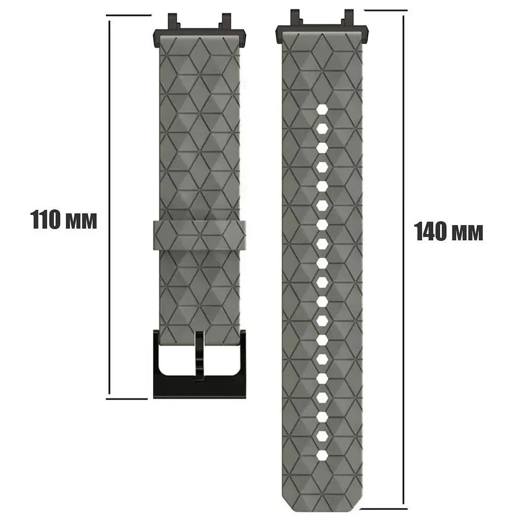 Ремінець Primolux Dimond силіконовий для годинника Xiaomi Amazfit T-Rex 2 (A2169 / A2170) - Grey - фото 5