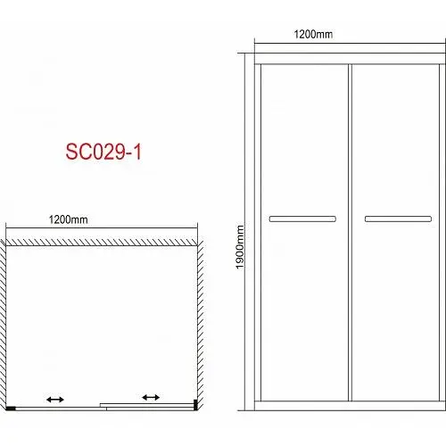 Душові двері Grace 120x190 см розсувні рифлене скло хром SC029-1-120Р, матовий, хром - фото 2