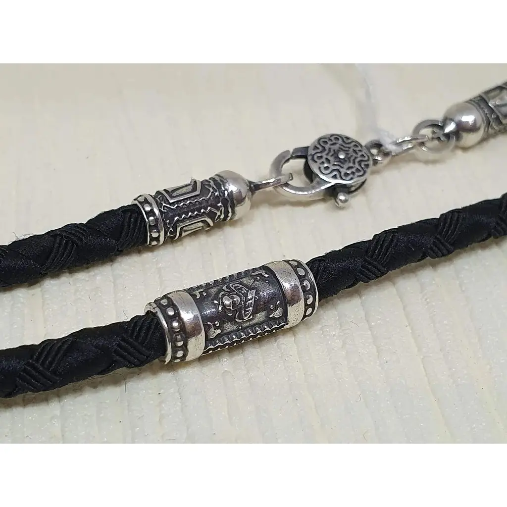 Ювелірний шнурок Меридіан 925 з текстилю з срібними вставками. 846/4СК 60 - фото 2