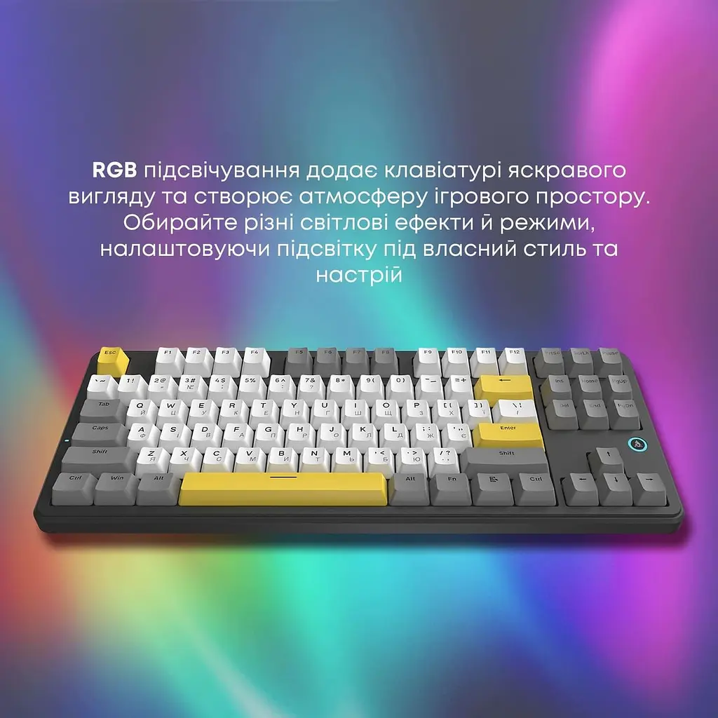 Клавиатура Ajazz AK870 V2 Flying Fish switches Black Gray Yellow (AK870-V2-FF-BGY) - фото 13