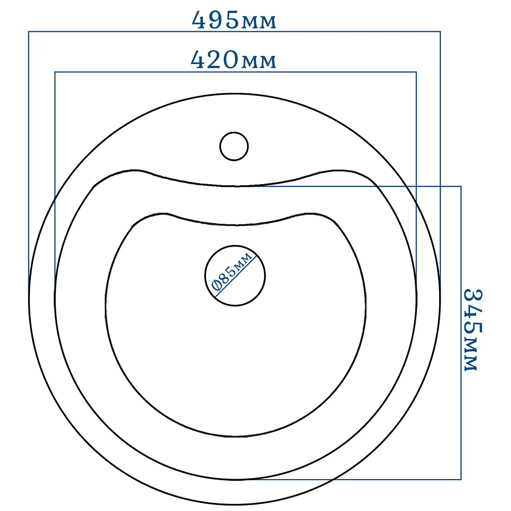 Мойка кухонная Valetti 3S Galaxy гранитная круглая 495x495 мм синяя - фото 6