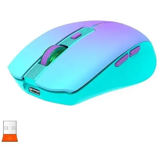 Комп'ютерна миша Mееtion BTM002 RGB 1000-1200-1600 dpi 6 кнопок USB 2.4G бездротова ігрова фіолетова - фото 2