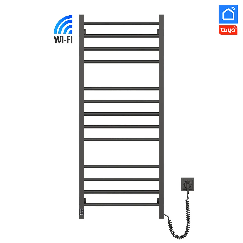 Электрический полотенцесушитель Navin Классик Квадро 500x1200 Sensor с Wi-Fi, правый, черный муар 12-112033-4880, Черный матовый, Правое, Электронный - фото 2