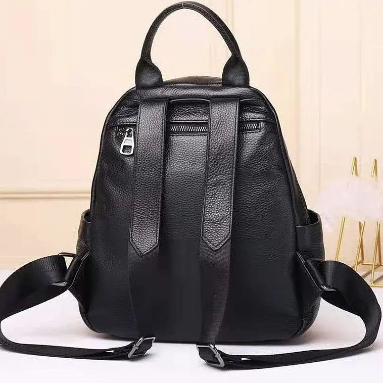 Шкіряний жіночий міський рюкзак на блискавці чорний 85271 Tiding Bag - фото 9