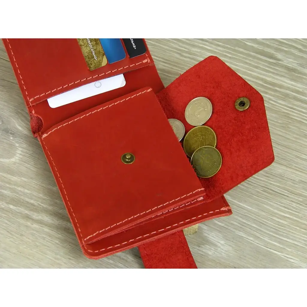 Жіноче портмоне GS шкіряне червоне - фото 5