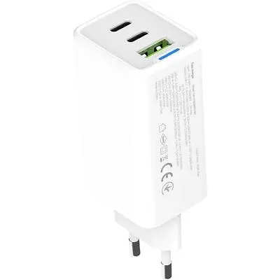 Зарядний пристрій ColorWay GaN Mini 65W PD Port PPS USB (USB-2C1A) white (CW-CHS058PD-WT) - фото 3
