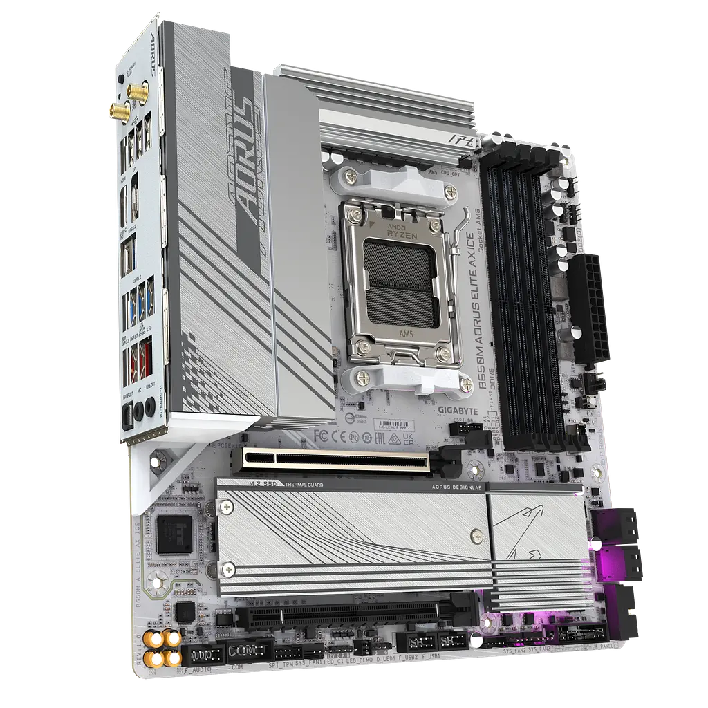 Mатеринська плата Gigabyte B650M Aorus Elite AX Ice Socket AM5 (B650M A ELITE AX ICE) - фото 3