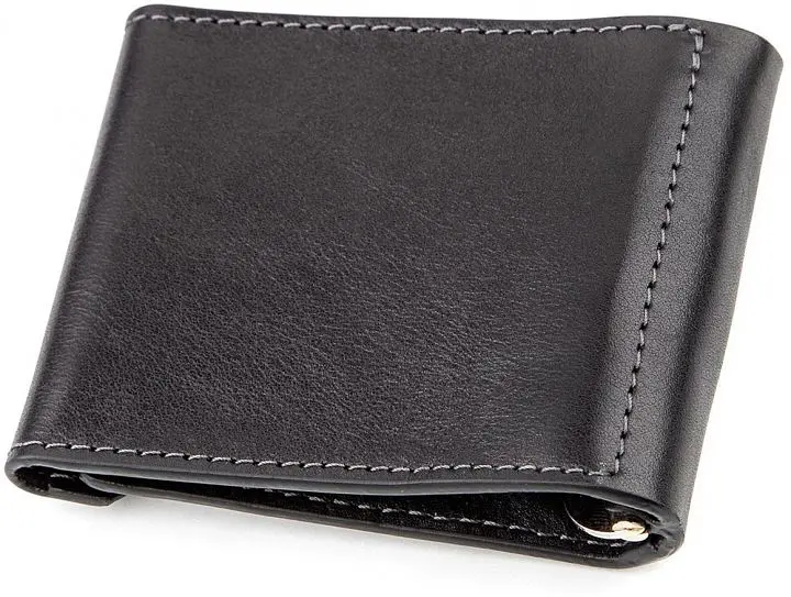 Стильный мужской зажим для денег из кожи GRANDE PELLE 9х8х1 см acs0024444 - фото 2
