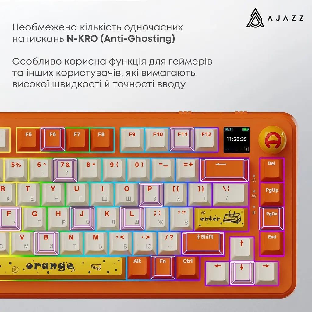 Клавіатура Ajazz AK820 MAX Avocado Switch Orange-White (AK820MAX-AS-OW) - фото 9