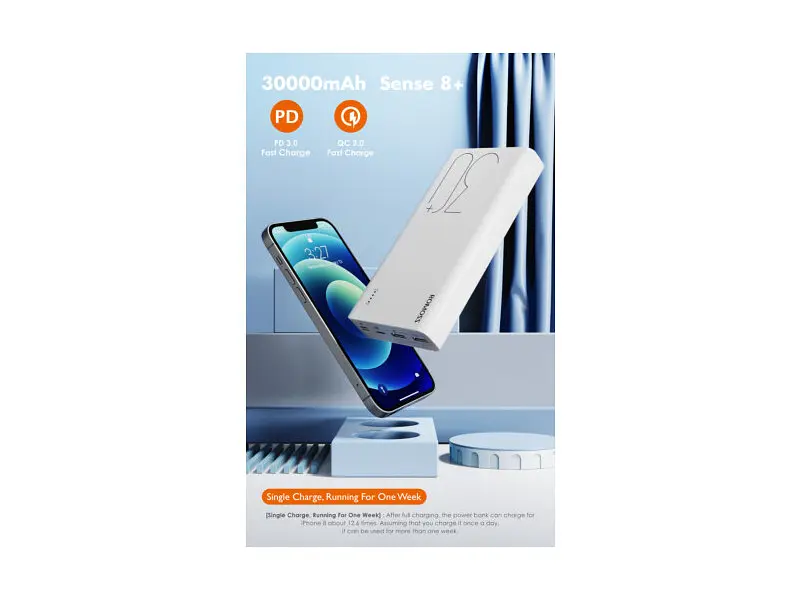 Зовнішній акумулятор (Power Bank) Romoss 30000mah Sense8+ (PHP30-401-02) білий - фото 8