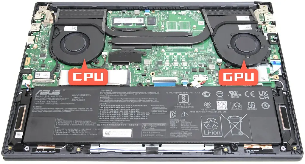 Вентилятор Asus кулер для моделей ноутбука VivoBook Pro 14 K3400, K6400, M6400, N7400, X3400, X7400 (CPU Fan) 13NB0U40T02121 Оригінал, 5V, 4pin - фото 3