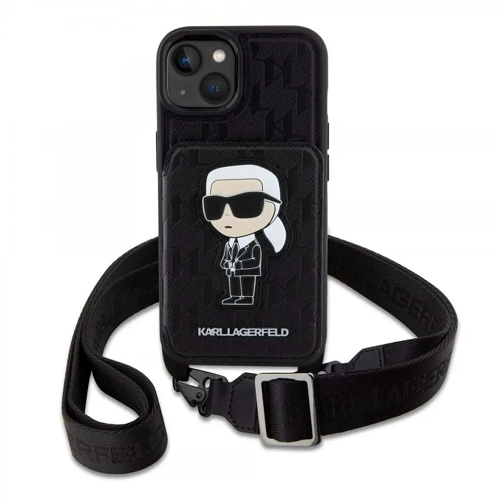 Чехол Karl Lagerfeld Saffiano Monogram Crossbody Ikonik NFT для iPhOne 14 Black - фото 2