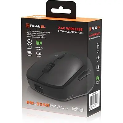 Комп'ютерна мишка Real-El RM-355W Wireless Black (EL123200054) - фото 9