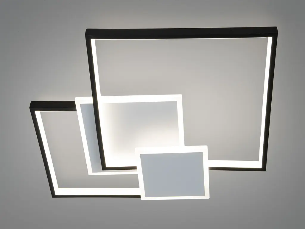 Сучасна стельова LED-люстра Diasha MX2250/2WH+BK, 70 W, квадратна, Ø45 см - фото 3