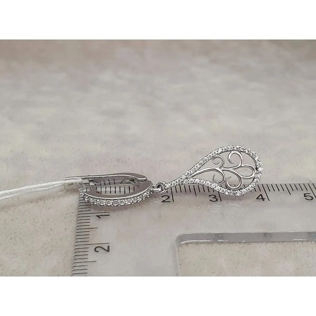 Срібні сережки Агні ОБІЙМИ з фіанітами. 2740/9Р-CZ - фото 5