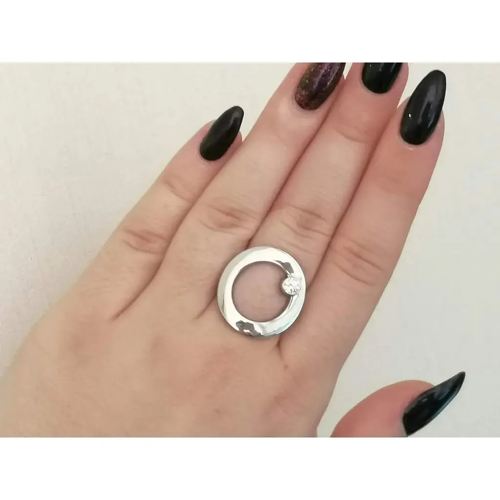 Срібне кільце Ірій з фіанітом. Артикул 3907 17 19 - фото 4