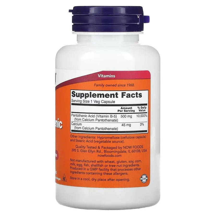 Вітаміни та мінерали NOW Pantothenic Acid 500 mg, 100 вегакапсул - фото 2