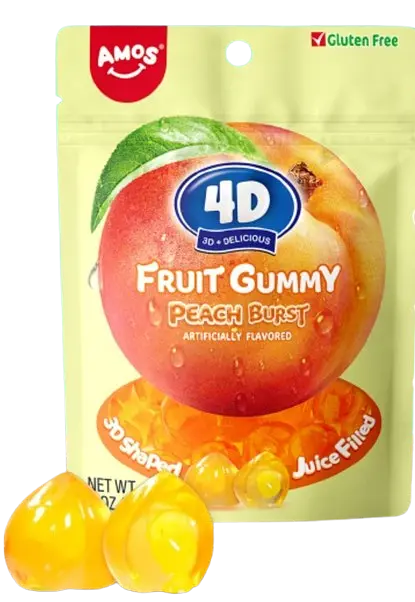 Желейні цукерки Amos 4D Fruit Gummy Peach Burst 65г - фото 4