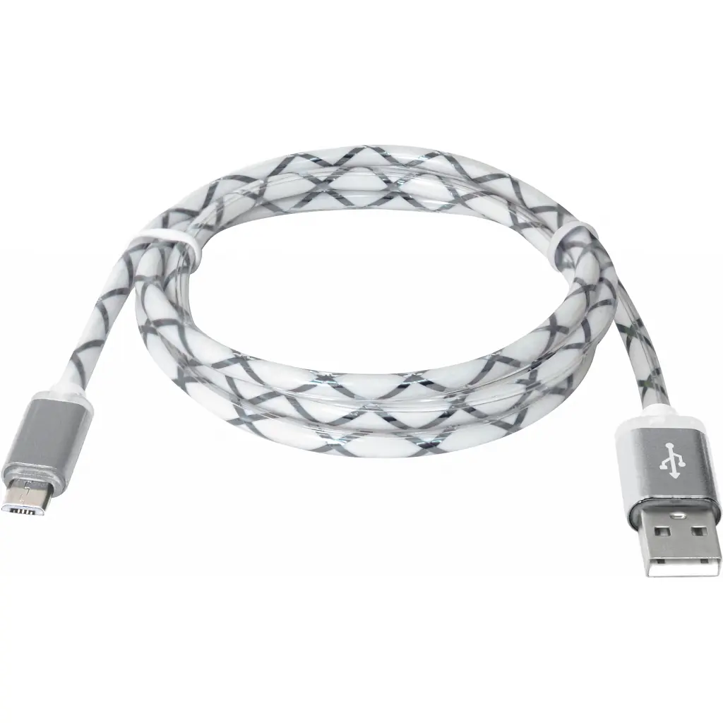 Дата кабель USB 2.0 AM to Micro 5P 1.0m GrayLED backlight Defender (87554) - фото 2