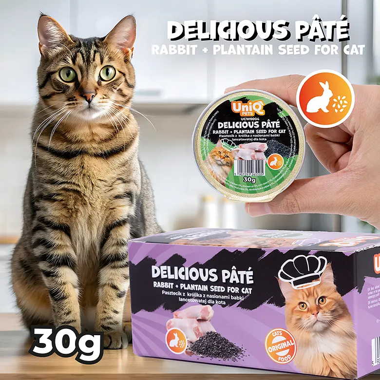 Смачний паштет UNIQ PETS CAT WET FOOD ROYAL RABBIT з кролика та насіння подорожника, 30 г - фото 5