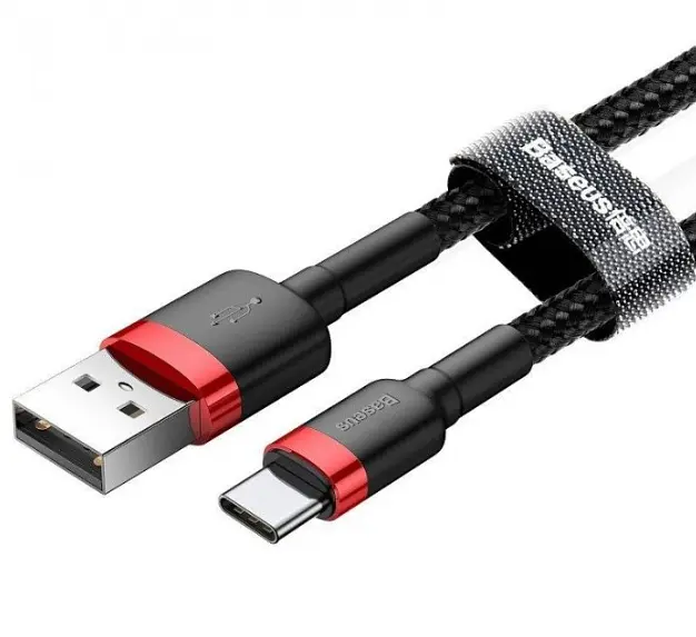 Кабель Baseus Cafule Series Cable USB to Type-C 3A 0.5m CATKLF-A91 Black-Red - фото 2