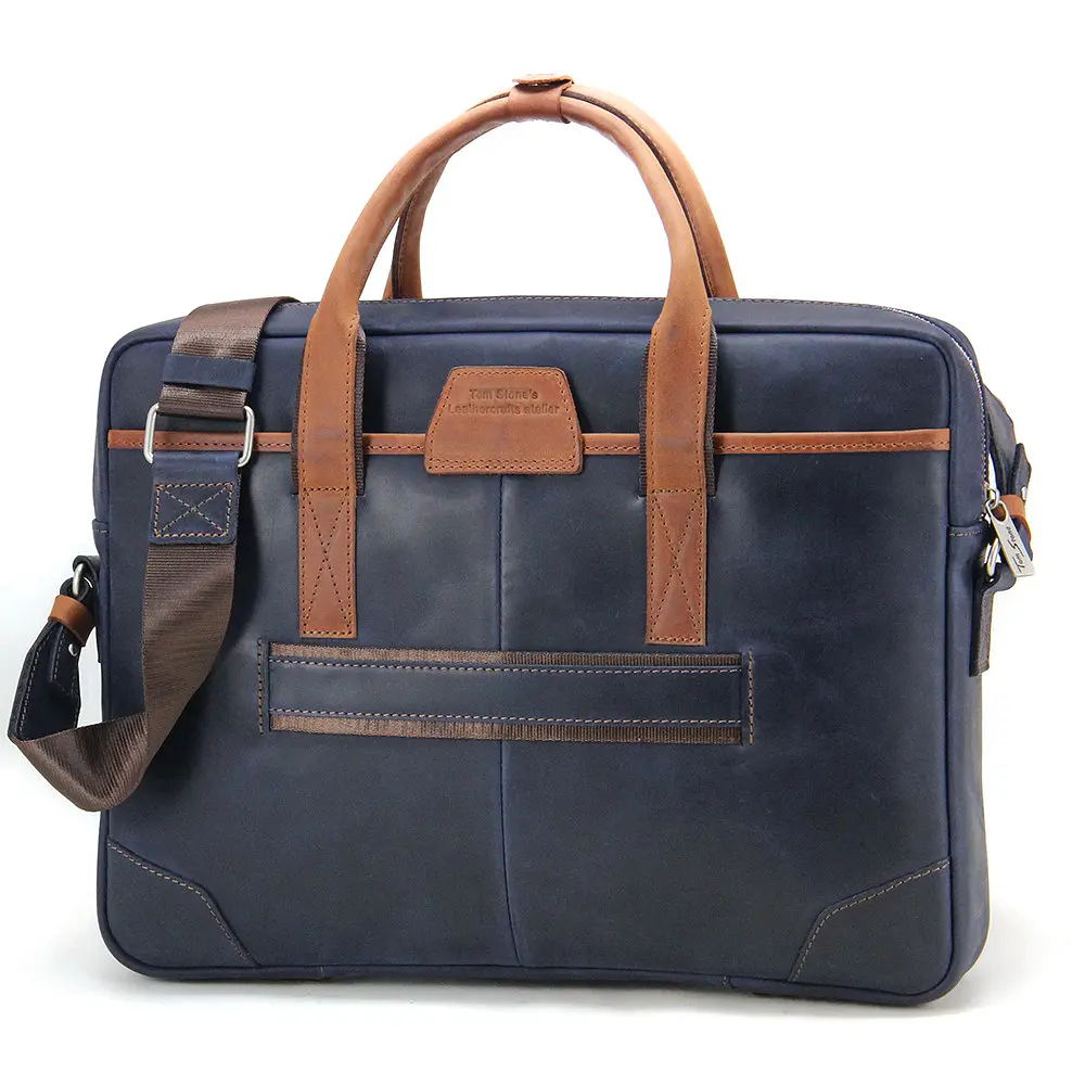 Сумка кожаная для ноутбука Tom Stone 717 BL-R синяя MacBook 16' - фото 5