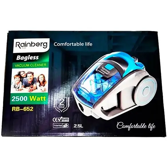 Пылесос Rainberg RB-652B без мешка (колбовый) для сухой уборки 2.5 л 2500W черно-синий (RB-652B_1619) - фото 5
