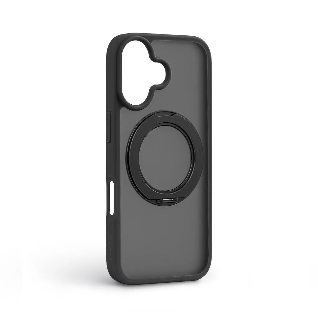 Противоударный чехол-панель для Apple iPhone 17, Unit Stand2, черный, силикон + поликарбонат, защита всего корпуса, с подставкой, поддержка магнитных держателей и беспроводной зарядки (MagSafe), ArmorStandart (ARM86329) - фото 2