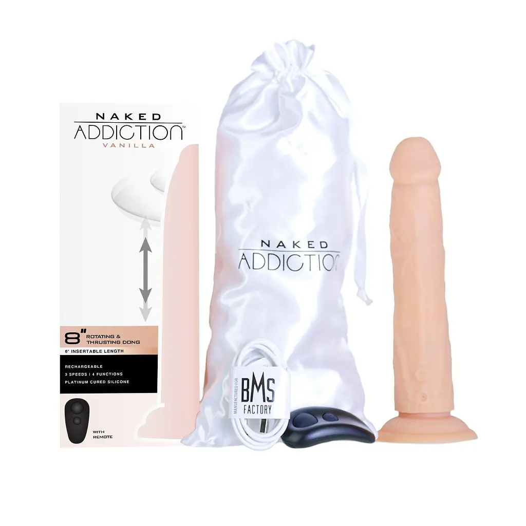 Фалоімітатор Addiction 8″ Rotating Thrusting Dong Vanilla з ротацією та пульсацією Naked - фото 11