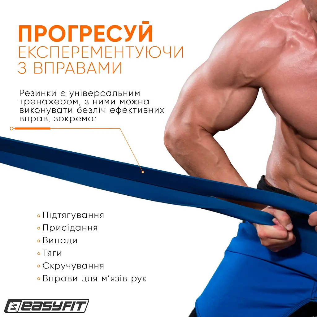 Гумова петля EasyFit 50-110 кг Синя - фото 4