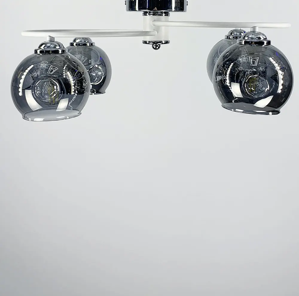 Потолочная люстра-орбита на 4 плафона (янтарных или графитовых) Ст. 7060/4 WT | Line F - фото 4