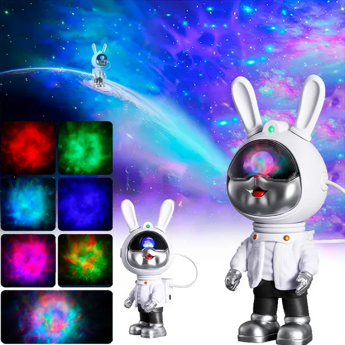 Світильник нічник Астронавт у формі кролика-космонавта Rabbit Star 23 см з ефектом зоряного неба та пультом - фото 2
