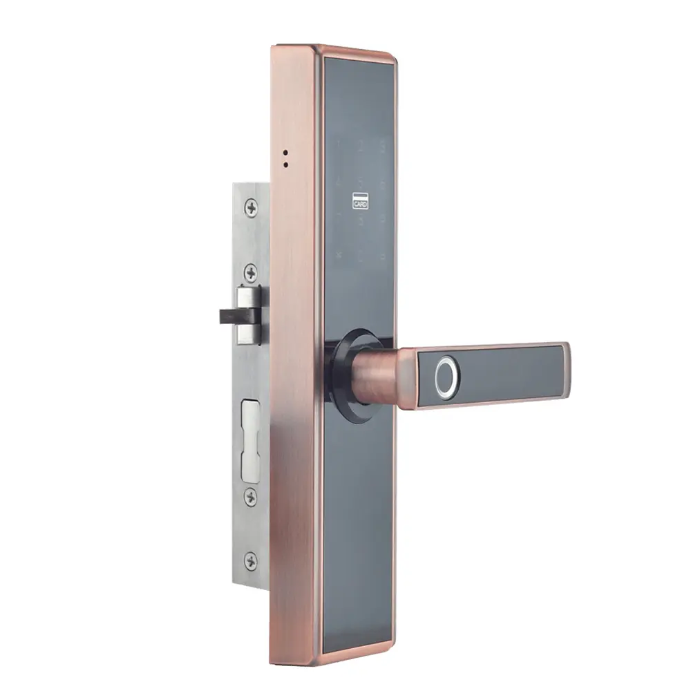 Замок біометричний автономний Trinix TRL-5109BTF Red Bronze Right з Bluetooth, зчитувачем відбитків пальців і карт Mifare (65-00049) - фото 2