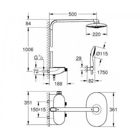 Душова система Grohe Rainshower SmartControl 26250LS0, Хром - фото 2