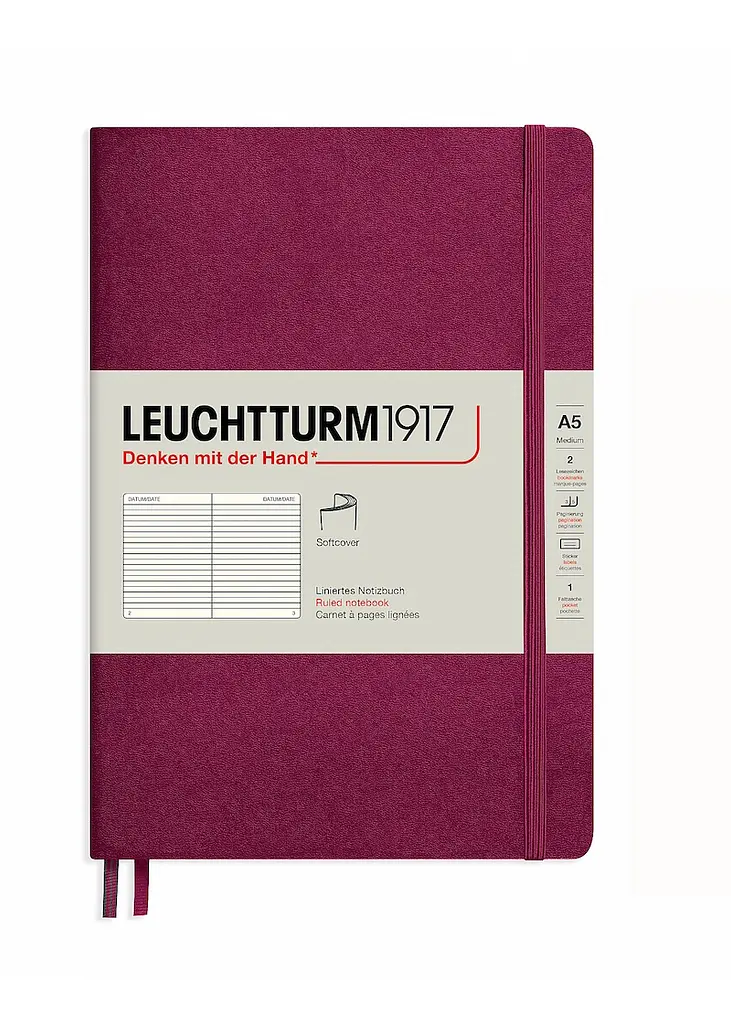 Блокнот Leuchtturm1917 Середній, М'яка обкладинка, винний, лінія (362834)