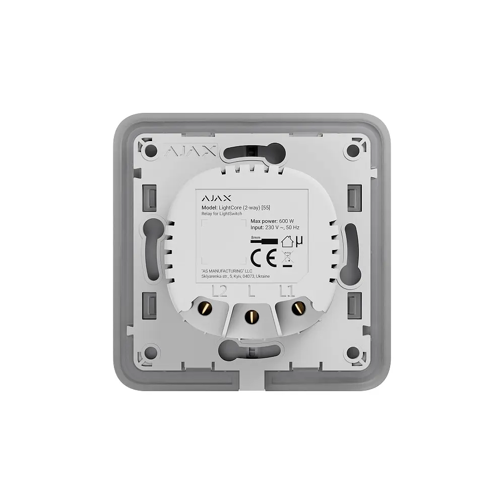 Розумний прохідний вимикач Ajax LightSwitch 2-way чорний (26-00236) - фото 2
