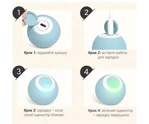 Інтерактивна іграшка для котів Розумний м'яч, бірюзовий - фото 3