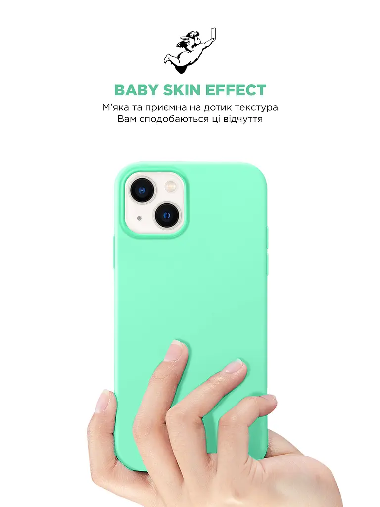 Силиконовый чехол для Apple iPhone 14, ICON2 Case, зеленый, противоударный, панель, защита всего корпуса, матовая поверхность Soft Touch, выступает над дисплеем, совместим с защитными стеклами и пленками, с микрофиброй, ArmorStandart (ARM63591) - фото 8