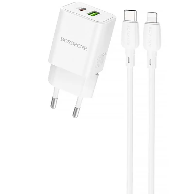 МЗП BN14 Royal PD30W+QC3.0 (1USB-A/1C) + кабель Type-C to Lightning White Borofone teh0029626