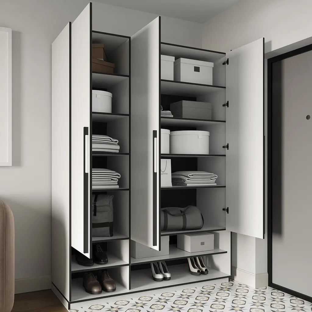 Шафа для одягу Flamecame з поличками на 3 двері у передпокій FR-05 Венге - фото 2